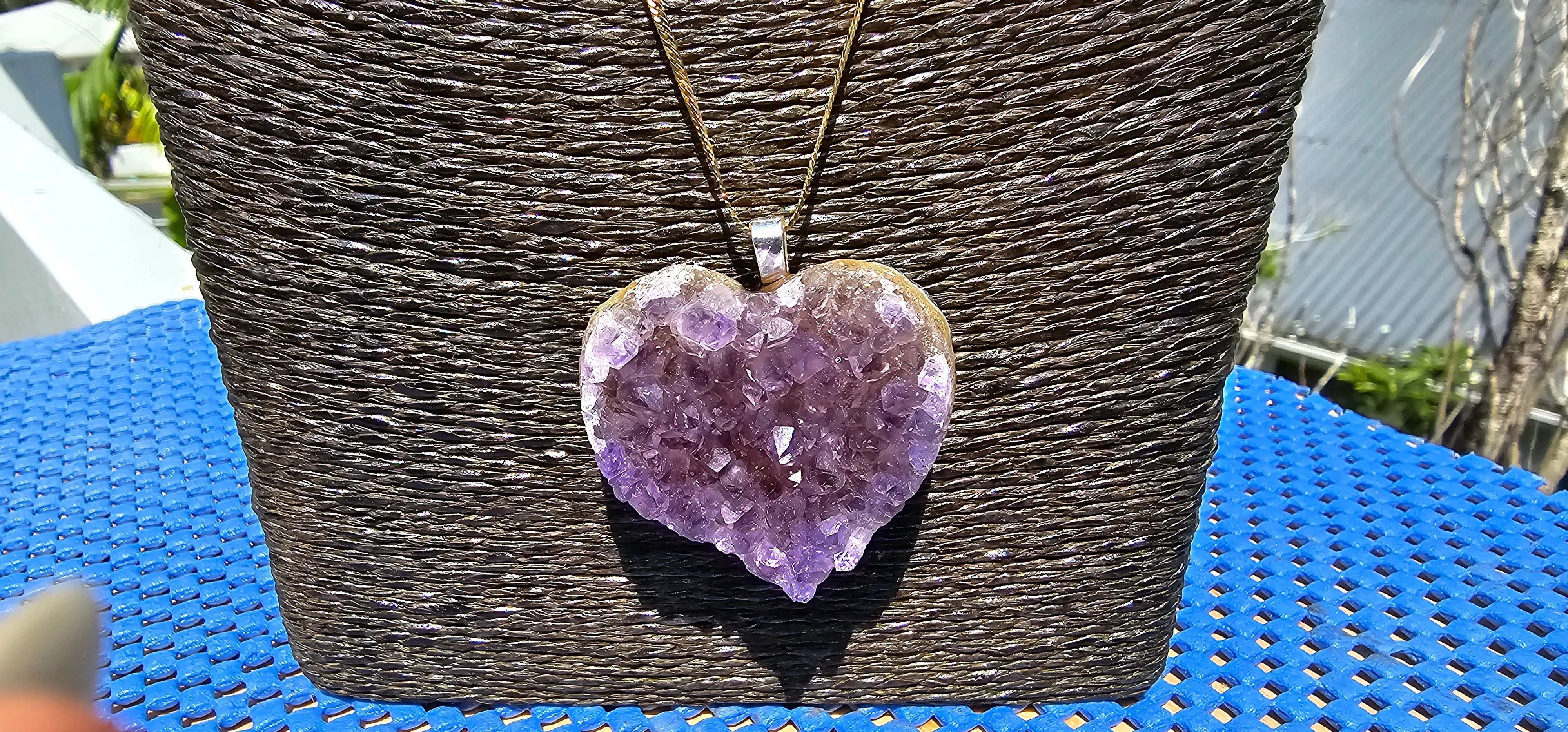 DRUZY AMETHYST CRYSTAL HEART NECKLACE