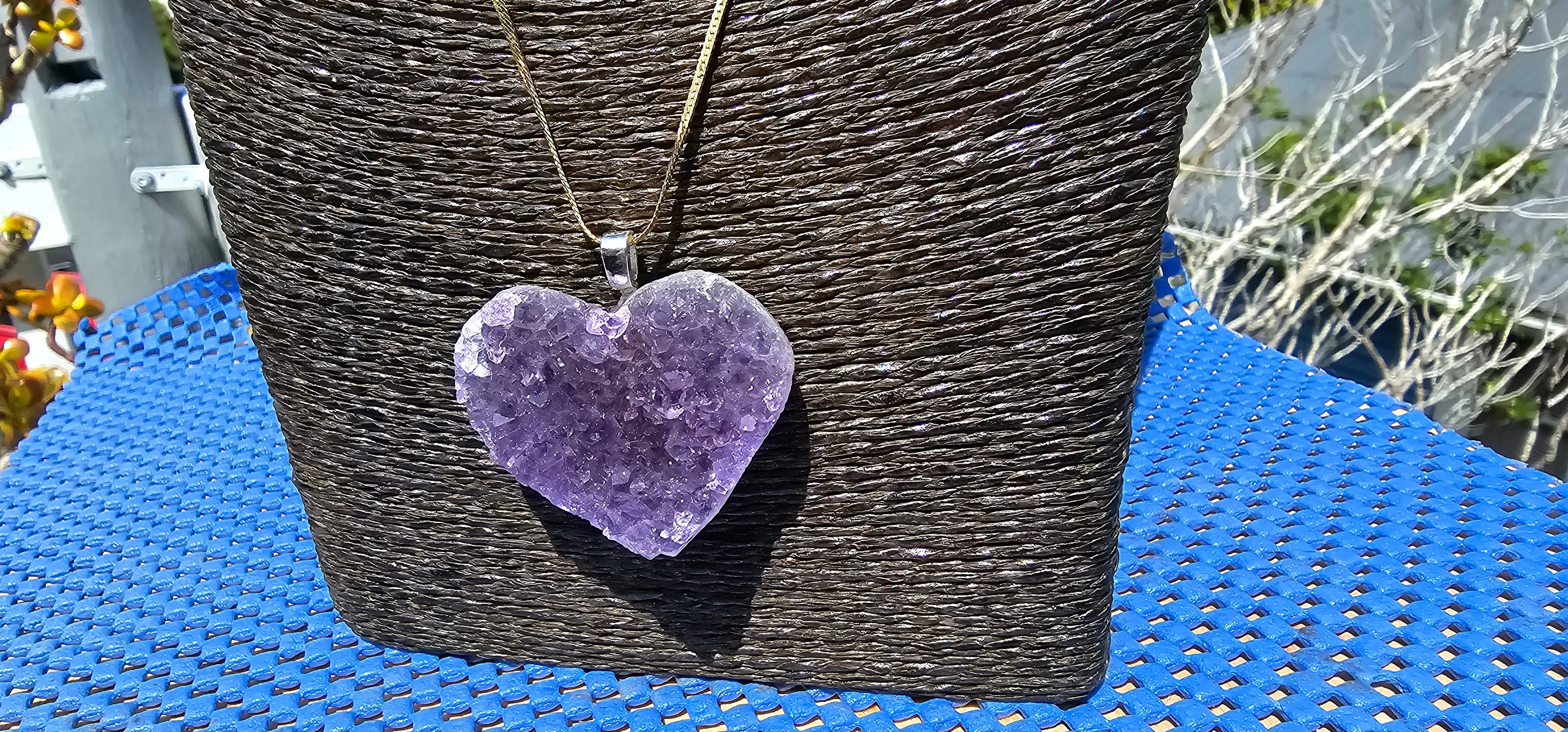 DRUZY AMETHYST CRYSTAL HEART NECKLACE