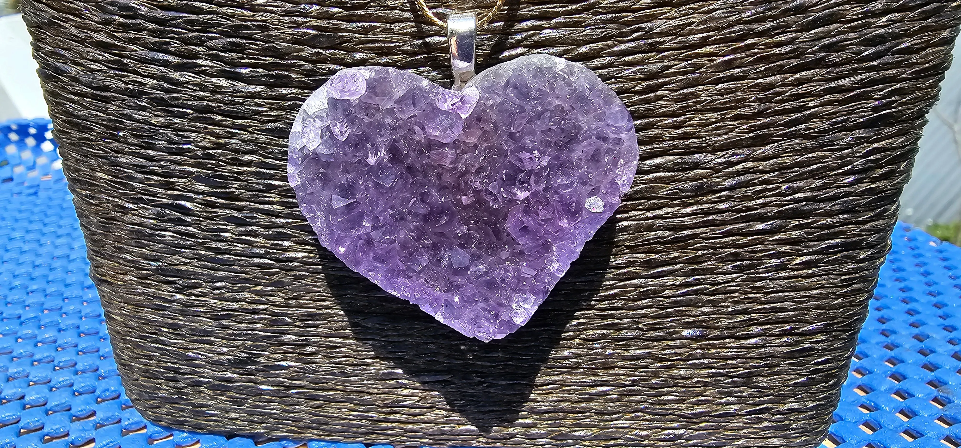 DRUZY AMETHYST CRYSTAL HEART NECKLACE