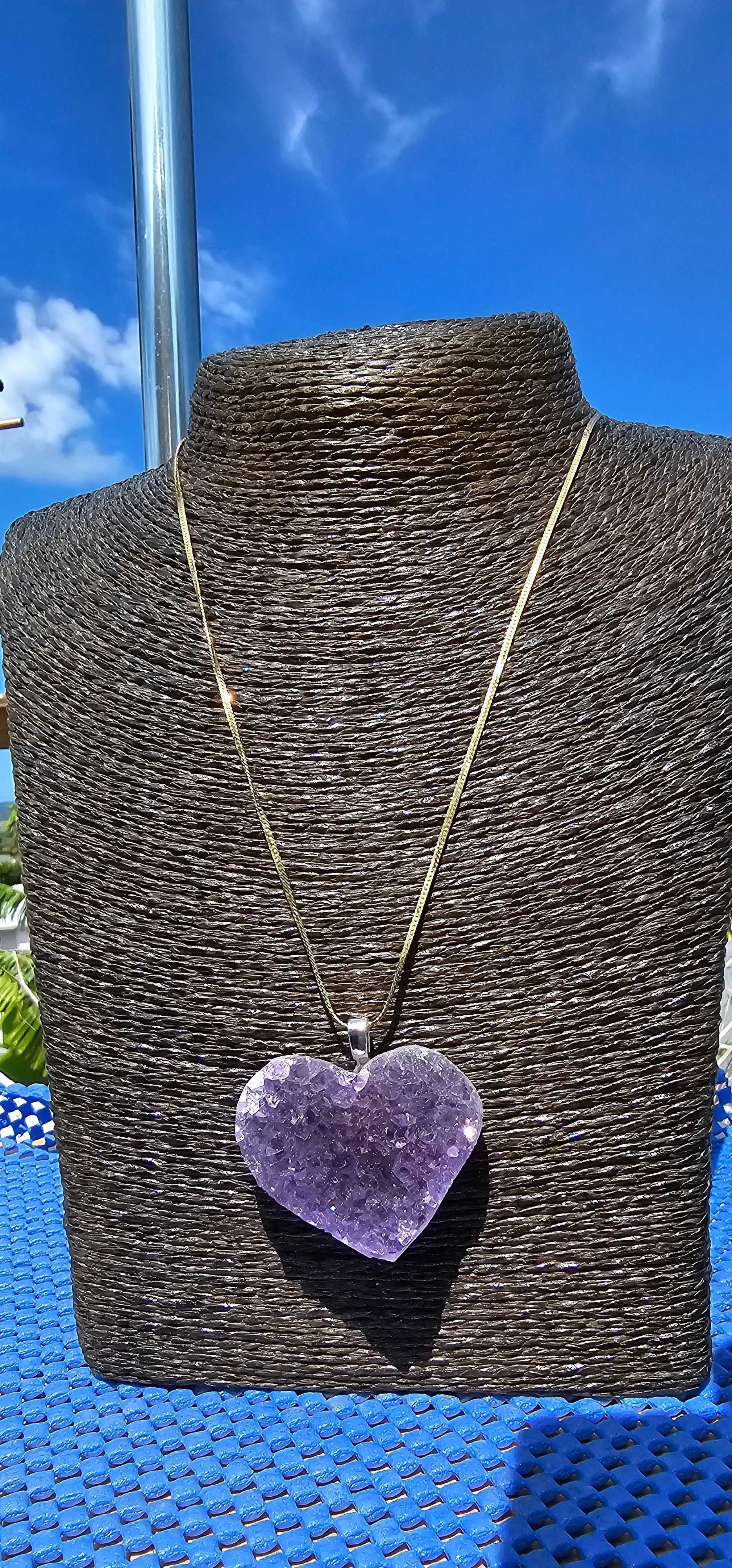 DRUZY AMETHYST CRYSTAL HEART NECKLACE