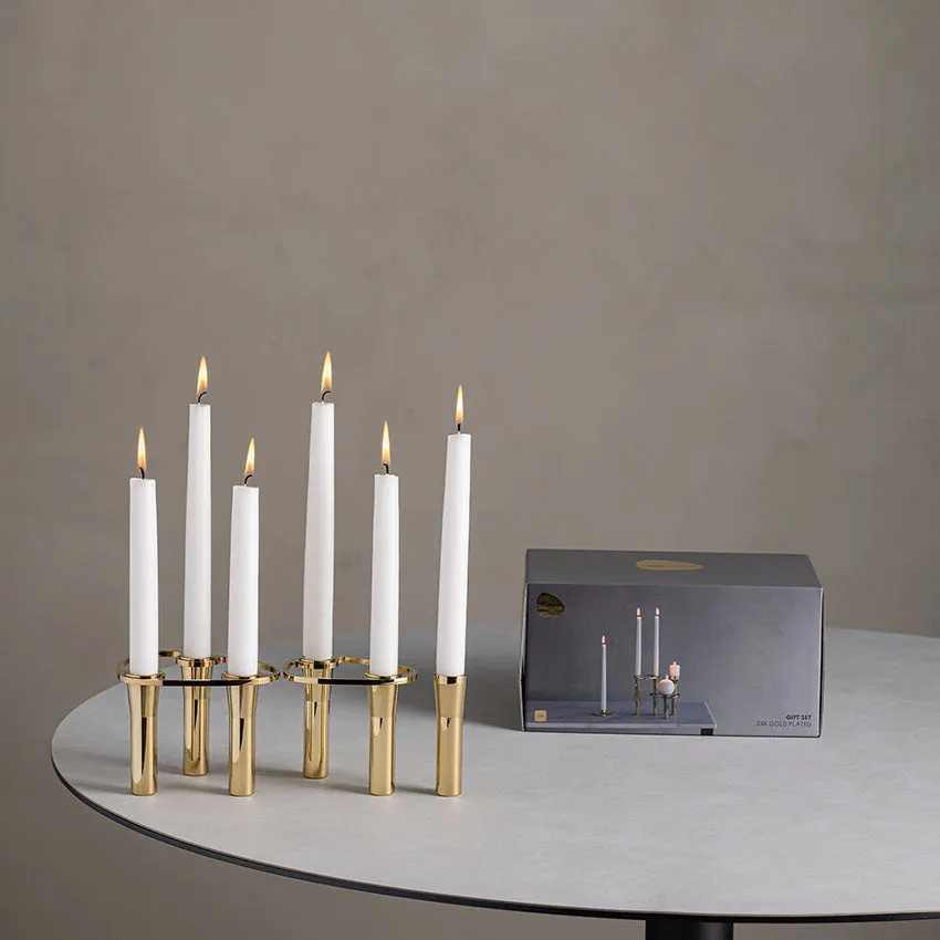 Lind DNA | Gold-Plated Curve Candle Holders Gift Set