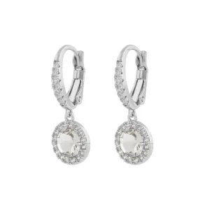 Seine Oval Drop Earrings | Silver Plated with Cubic Zirconia