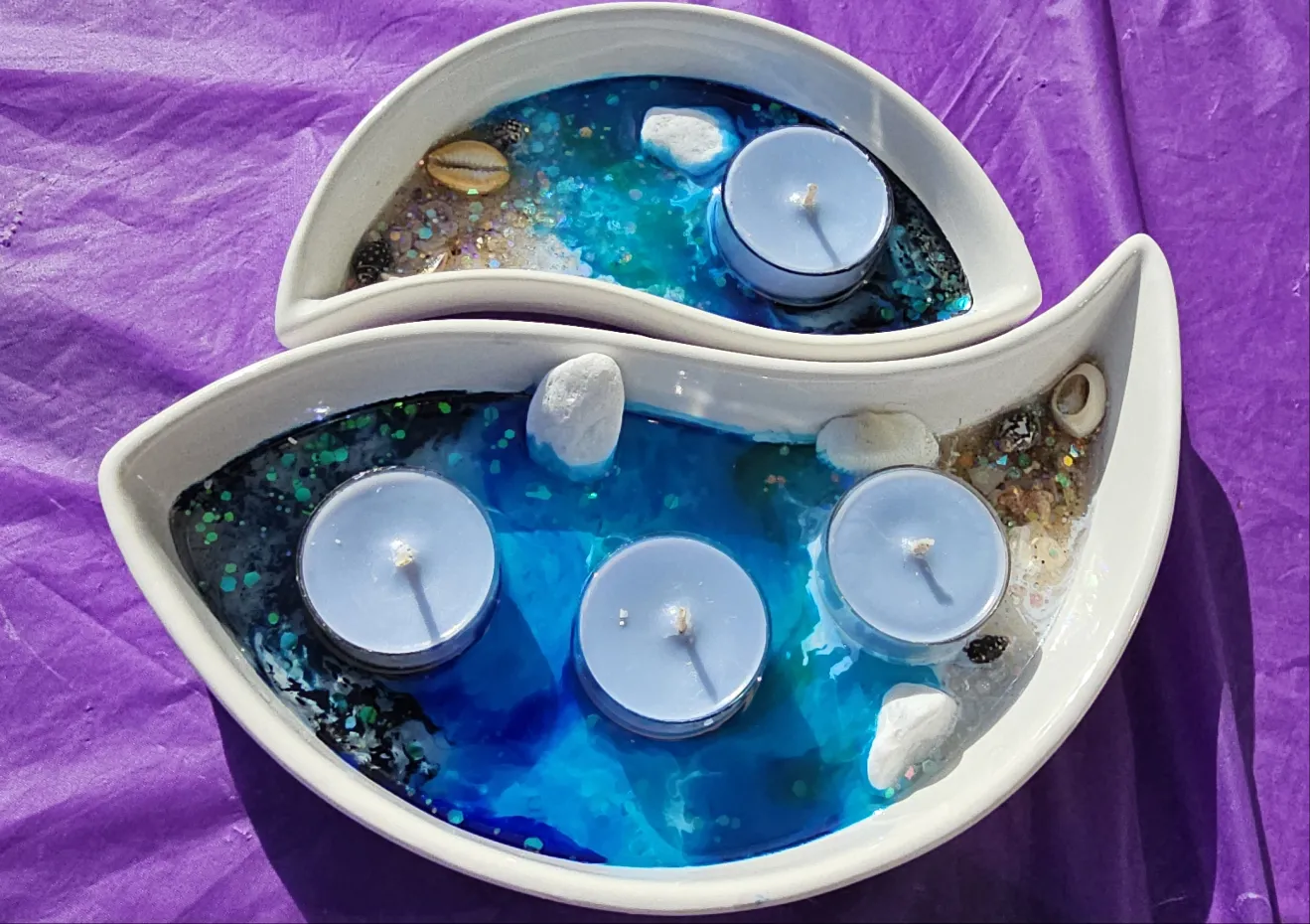 2 BEACHY SCENE CANDLE SETS