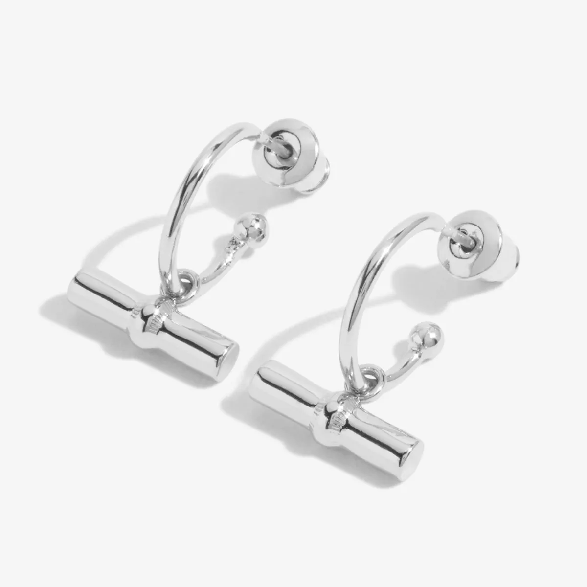 Aura Bar Hoop Earrings | Silver Plated