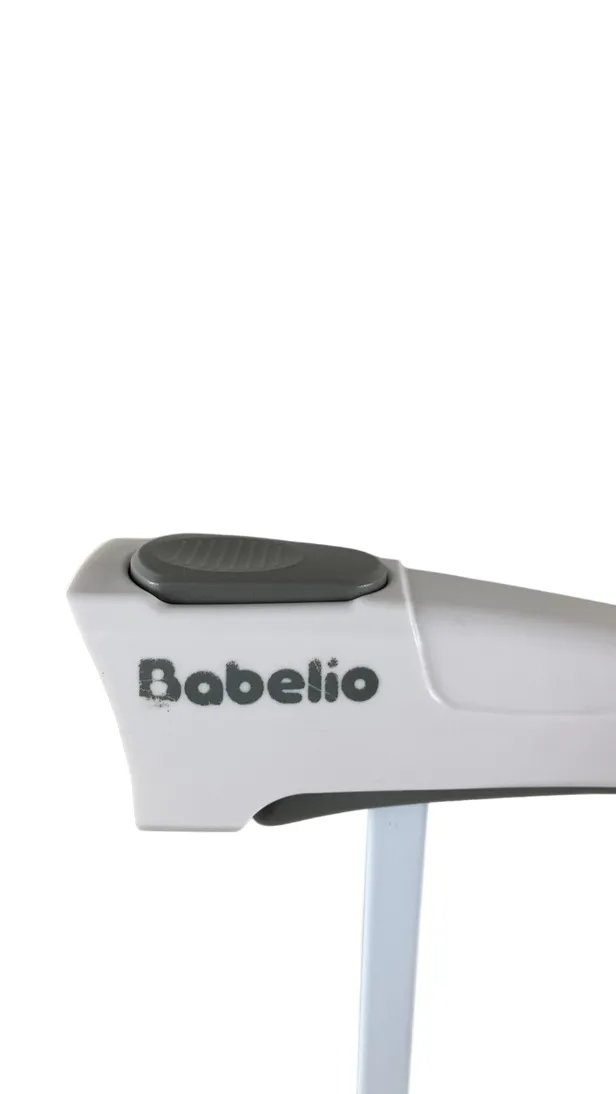BABELIO Pressure Mounted Metal Baby Gate, White, 4 pieces, Door & Extension