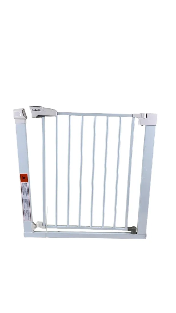 BABELIO Pressure Mounted Metal Baby Gate, White, 4 pieces, Door & Extension