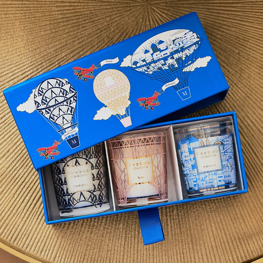 Baobab Collection | Trio Travel Candles - Manhattan & Paris & Mykonos