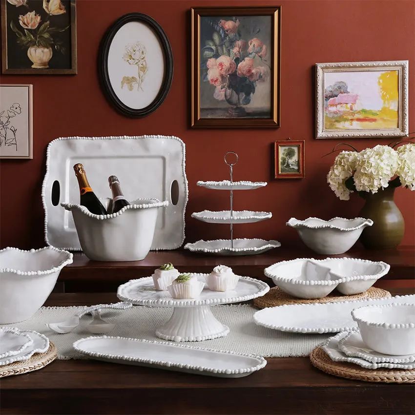 Beatriz Ball | Vida Alegria Rectangular Tray with Handles - White