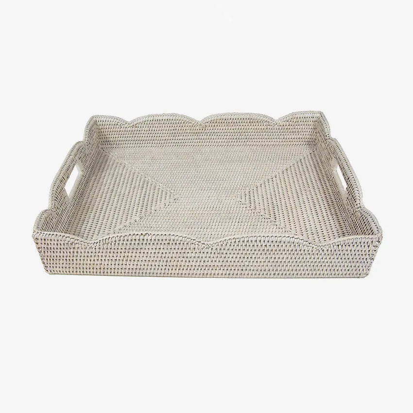 Caspari | Rattan Scalloped Tray