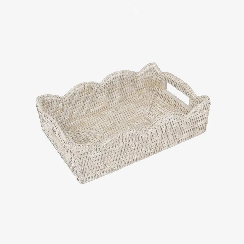 Caspari | Rattan Scalloped Tray
