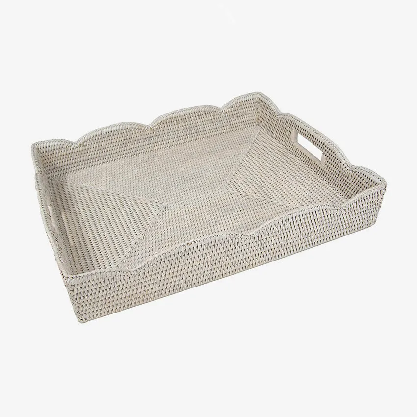Caspari | Rattan Scalloped Tray