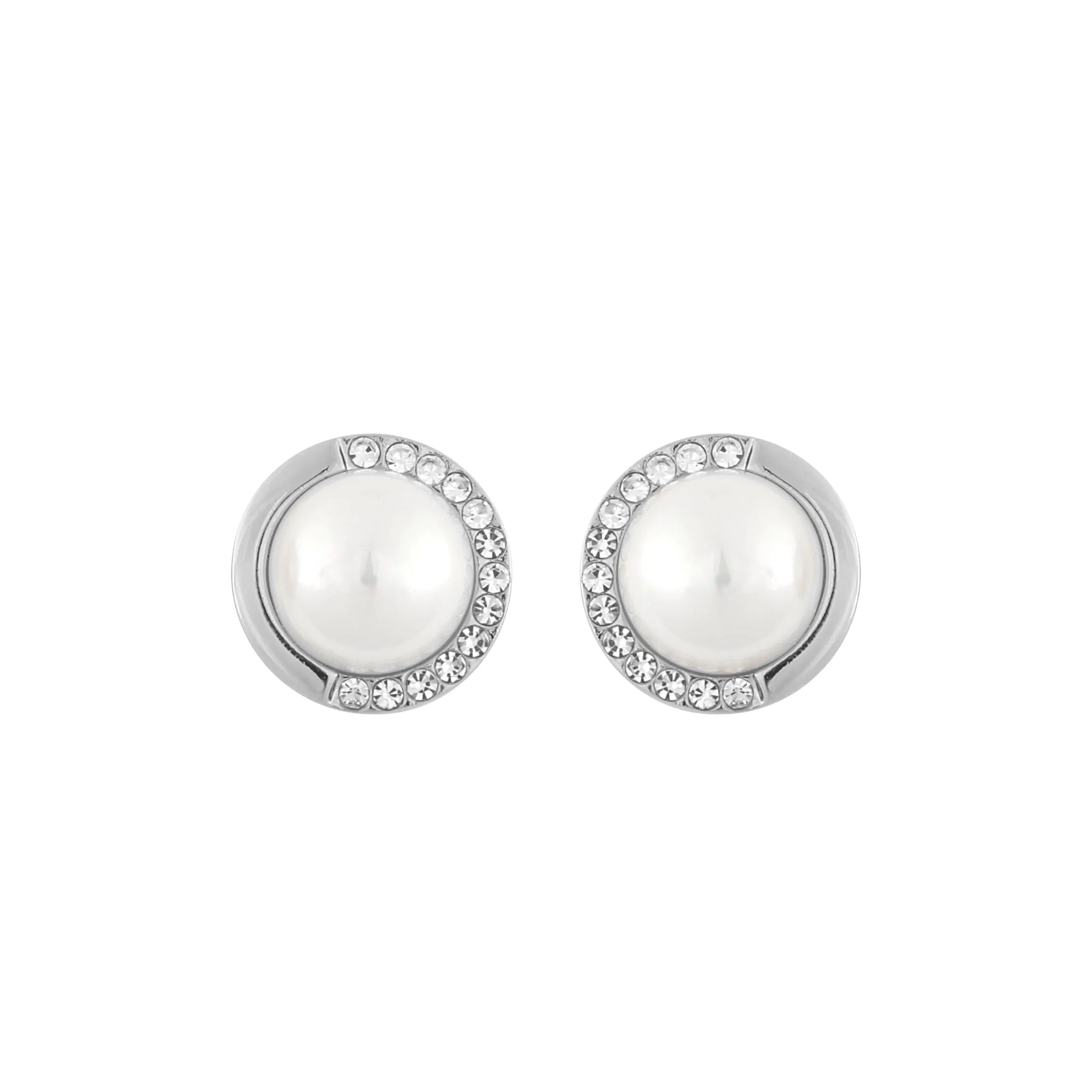 Celine Faux Pearl Stud Earrings | Silver Plated