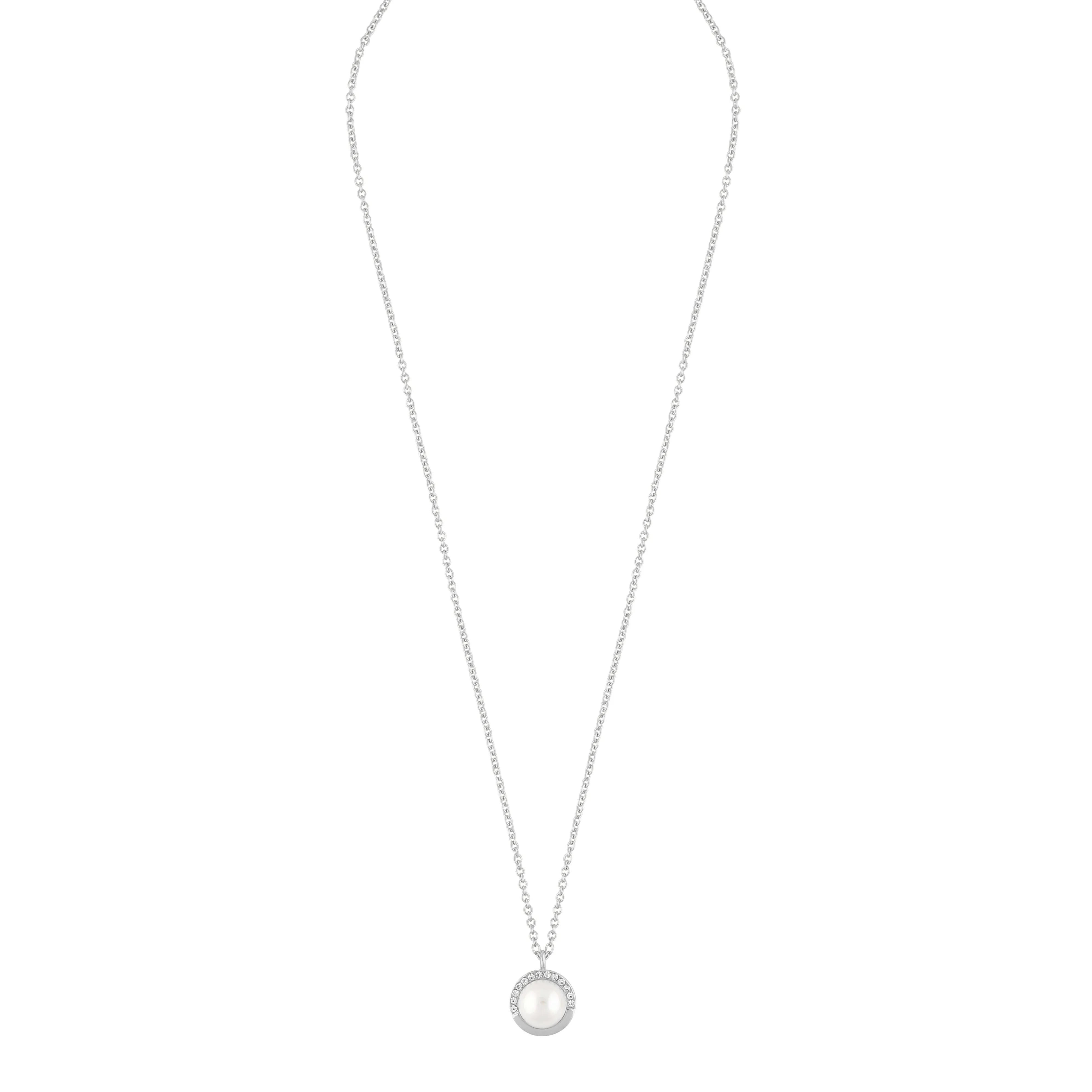 Celine Small Pendant Necklace | Silver/White | 40cm