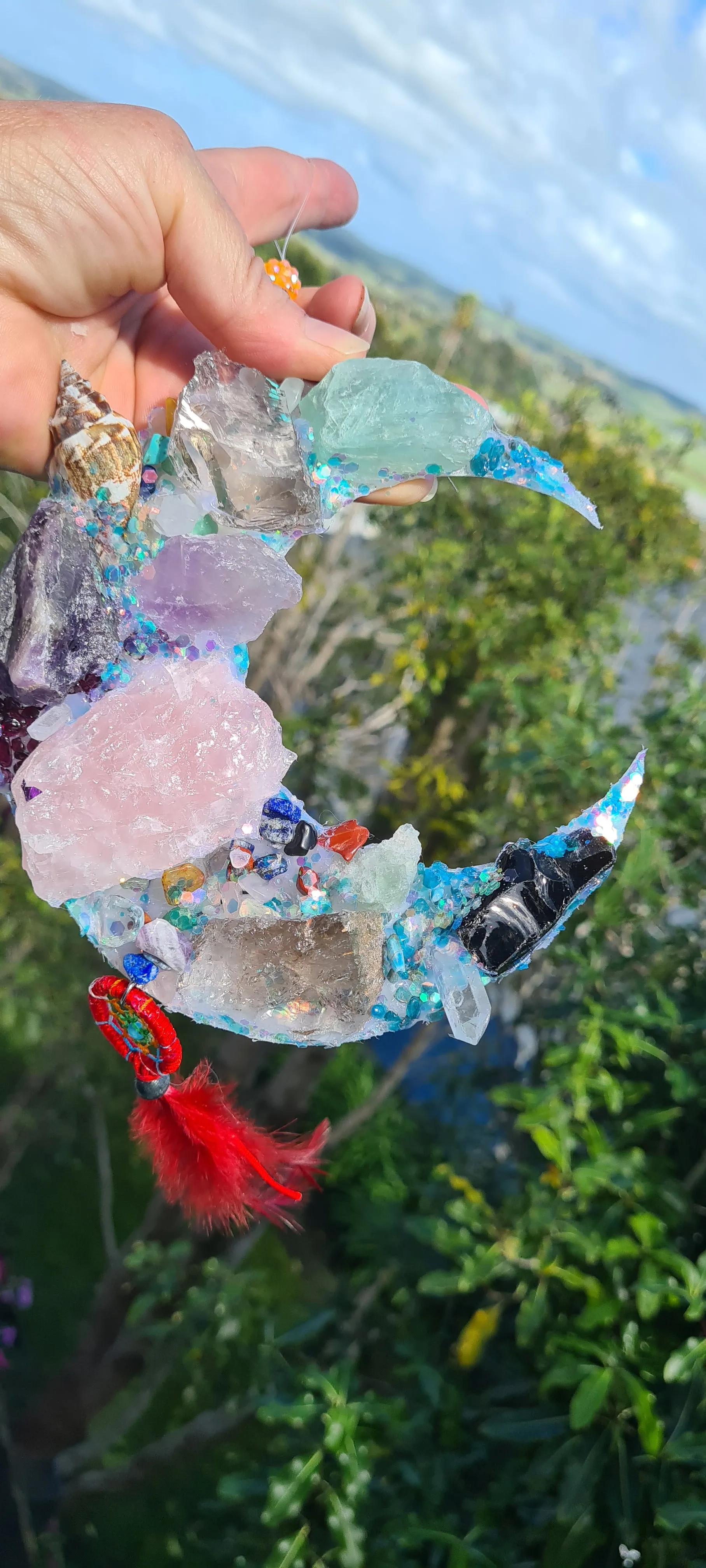 CRYSTAL CRESCENT MOON-made by me