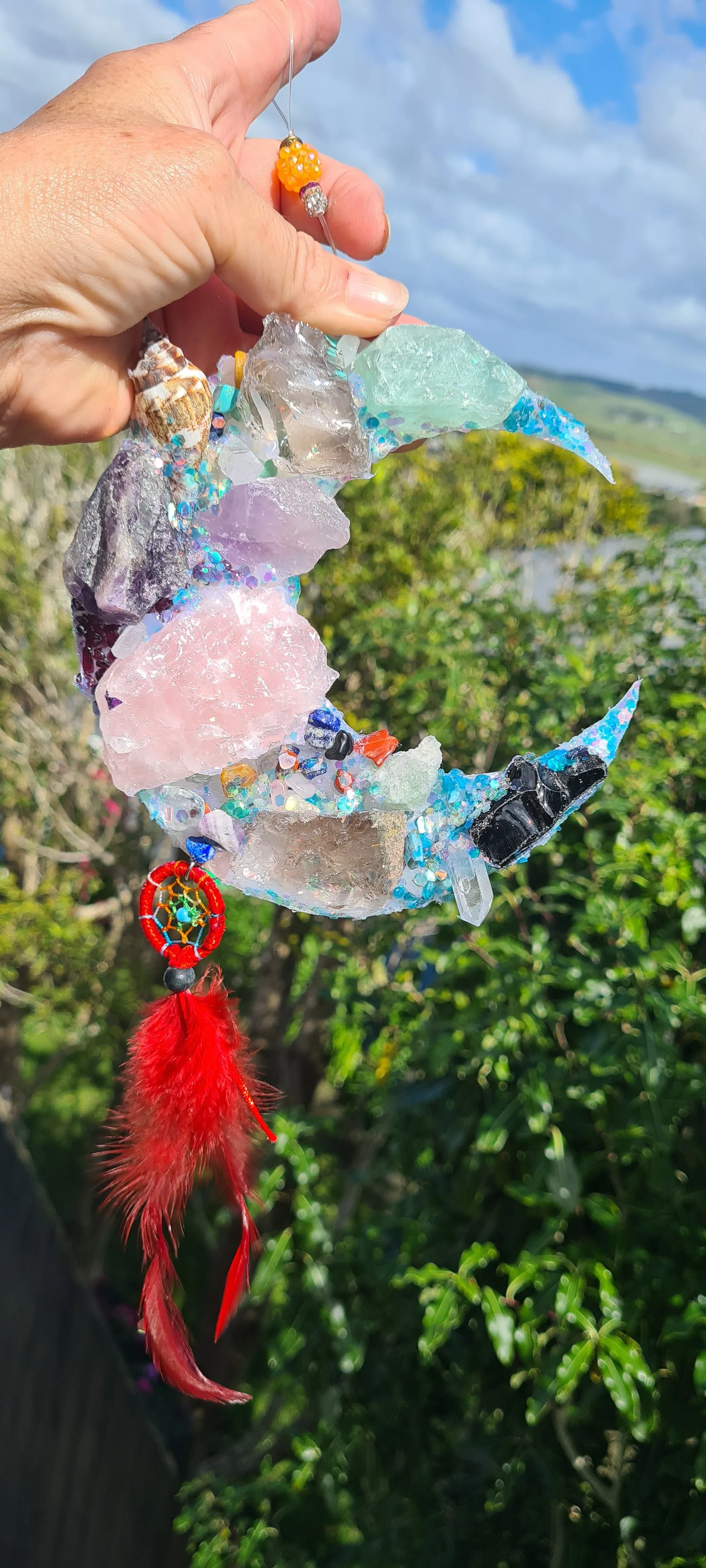 CRYSTAL CRESCENT MOON-made by me