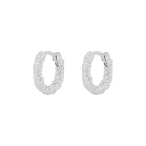 Gisele Textured Hoop Earrings | Silver Plated