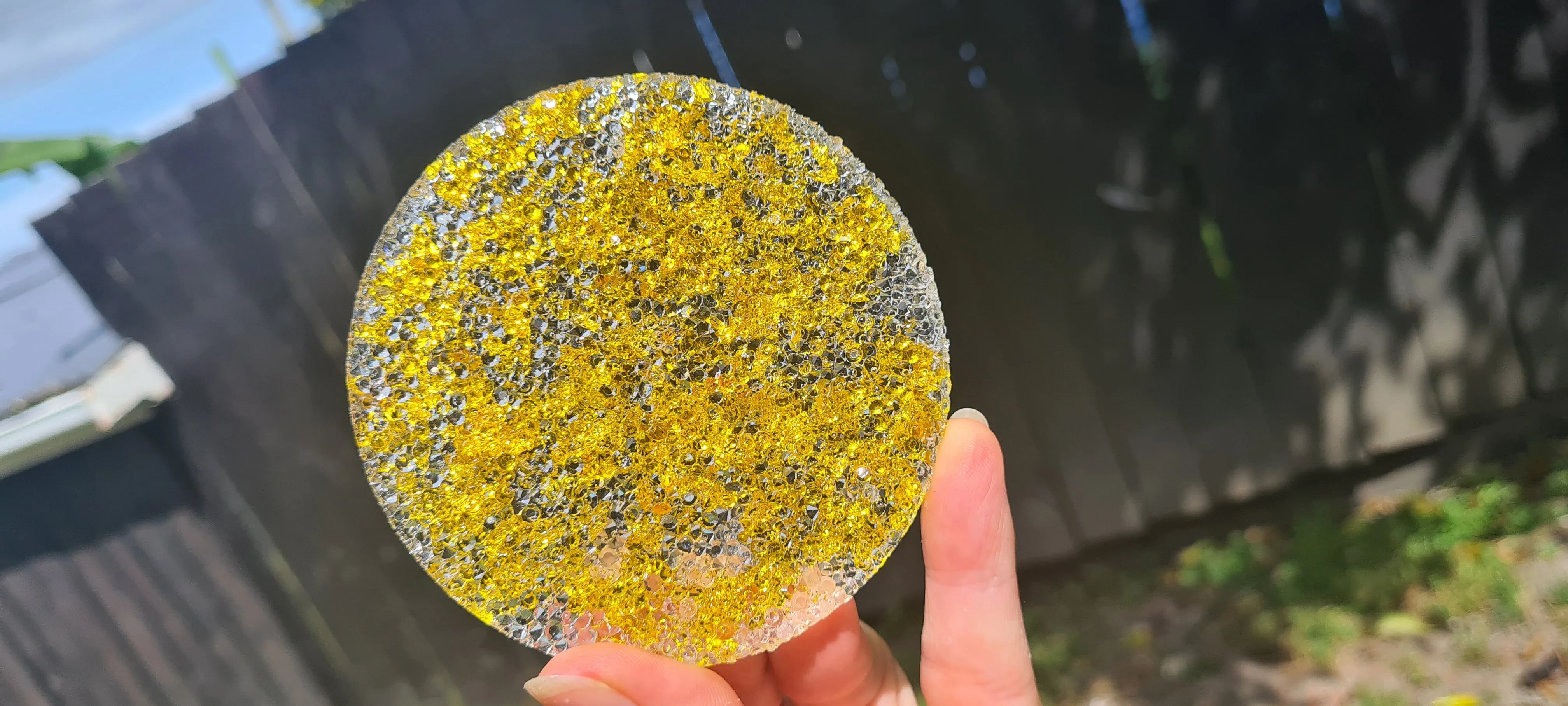 GOLD ROUND COASTER SET of 4-made by me