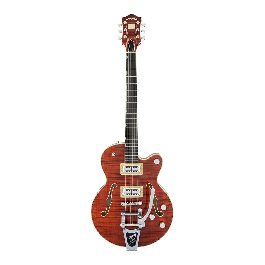 Gretsch - G6659TFM Players Edition Broadkaster Jr. Center Block Single-Cut with String-Thru Bigsby and Flame Maple - Bourbon Stain