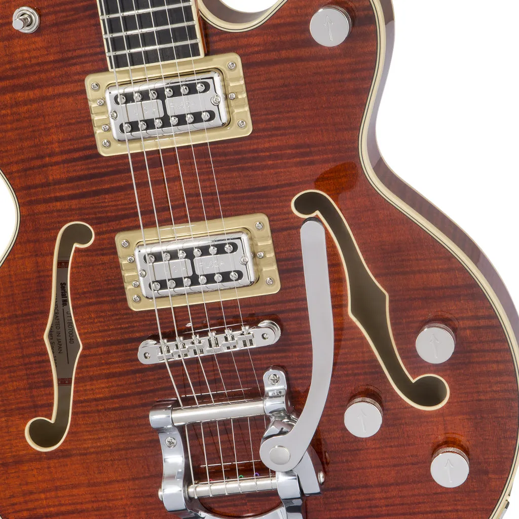 Gretsch - G6659TFM Players Edition Broadkaster Jr. Center Block Single-Cut with String-Thru Bigsby and Flame Maple - Bourbon Stain