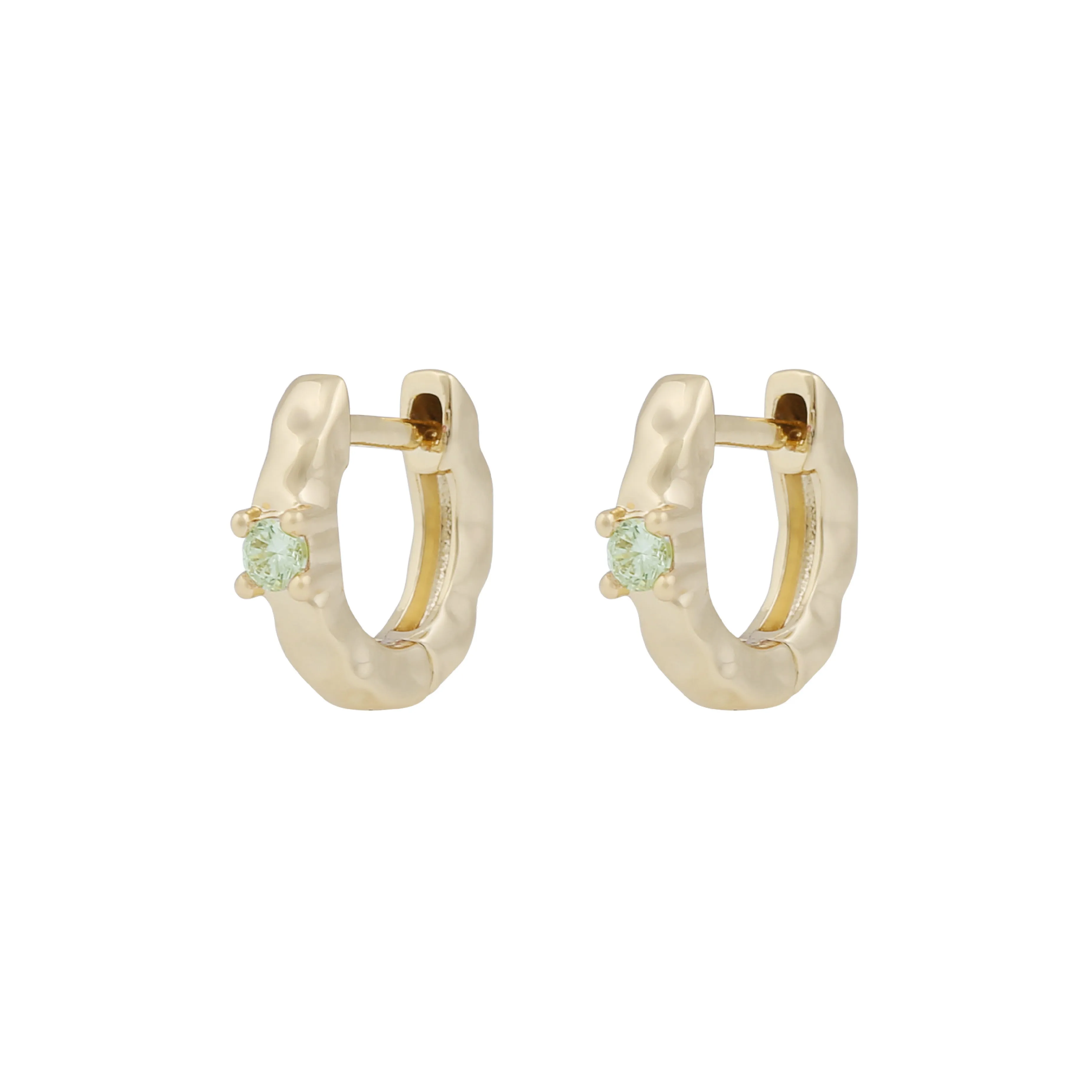 Jen Small Green Stone Ring Earrings | Gold Plated