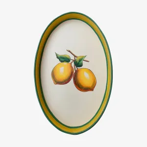 Les Ottomans | Fauna Handpainted Iron Oval Tray - Lemons