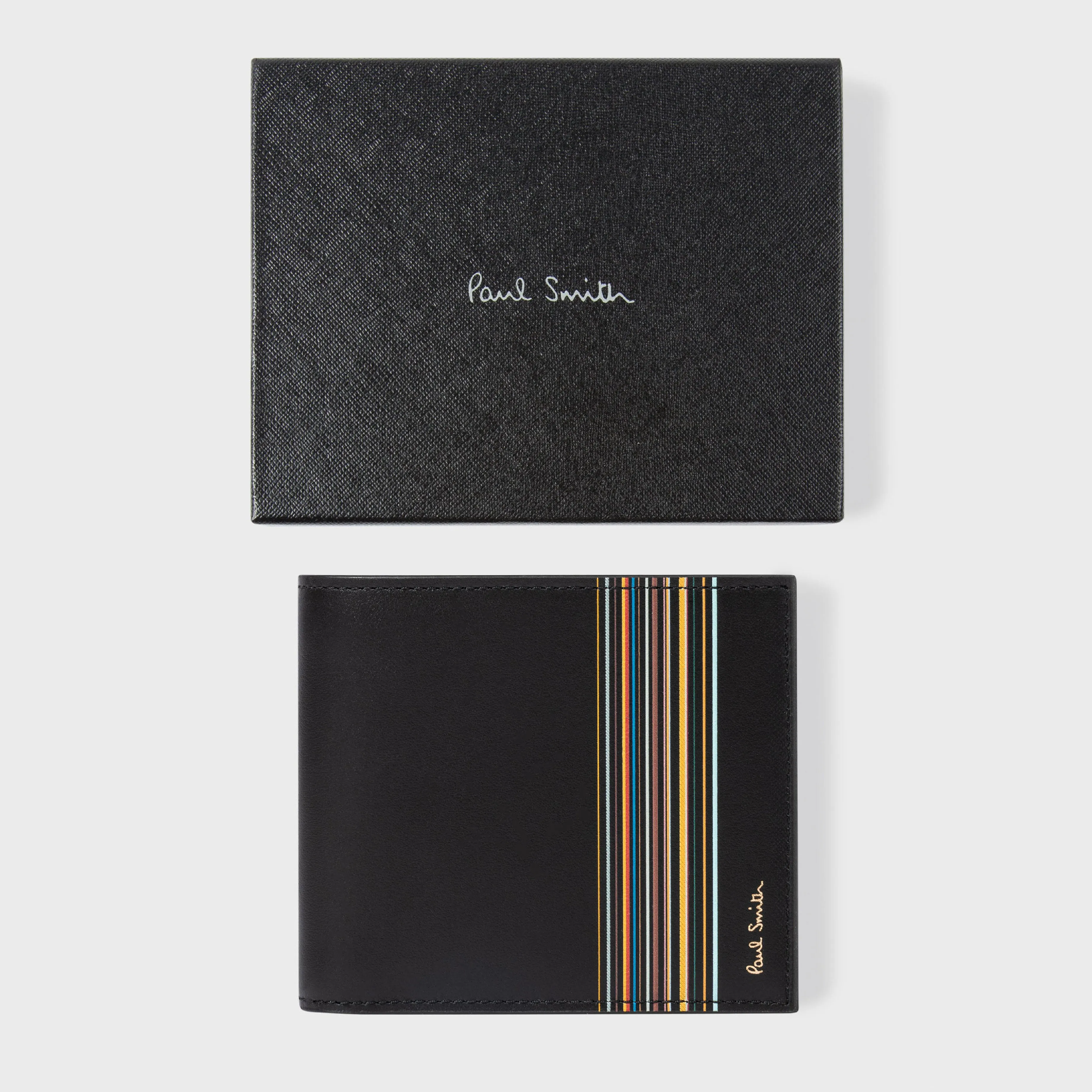 Men's Leather 'Signature Stripe Block' Billfold Wallet | Black