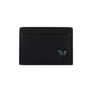 Men's Pebble Grain Leather 'Zebra' Card Holder | Black