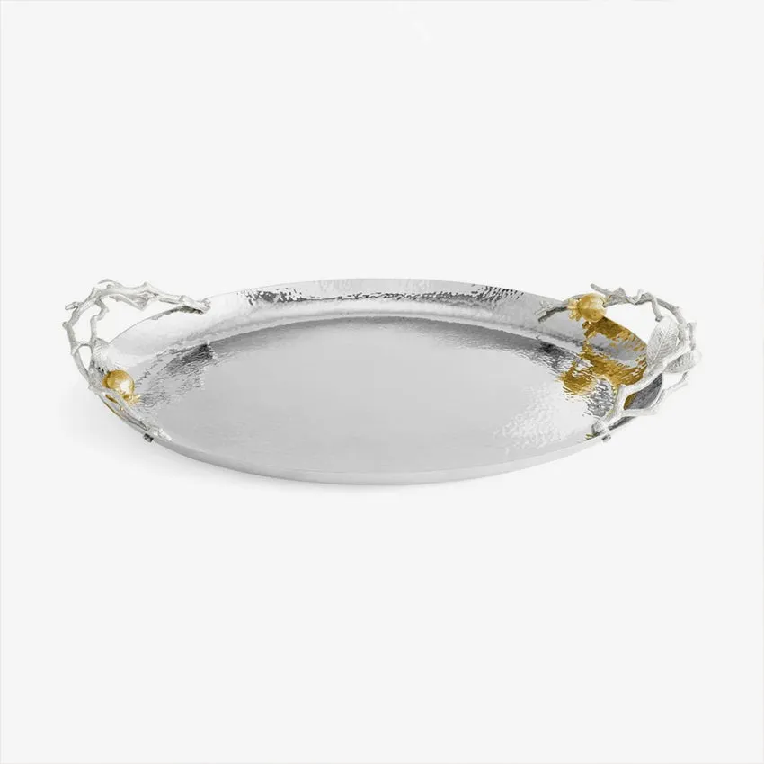 Michael Aram | Pomegranate Oval Tray - Silver & Gold
