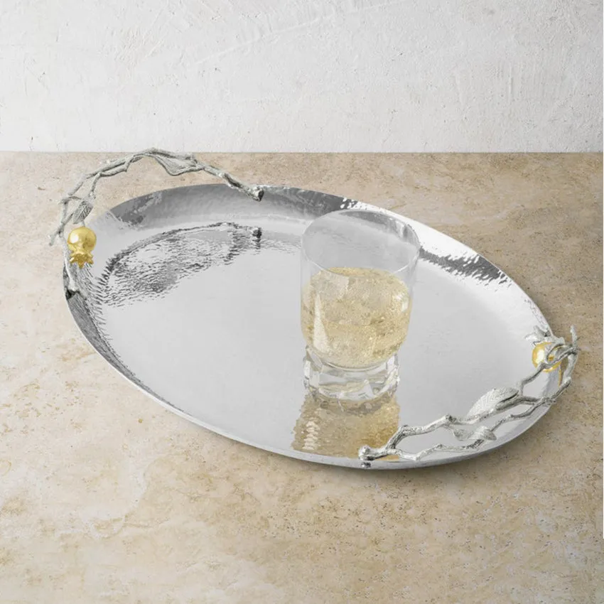 Michael Aram | Pomegranate Oval Tray - Silver & Gold