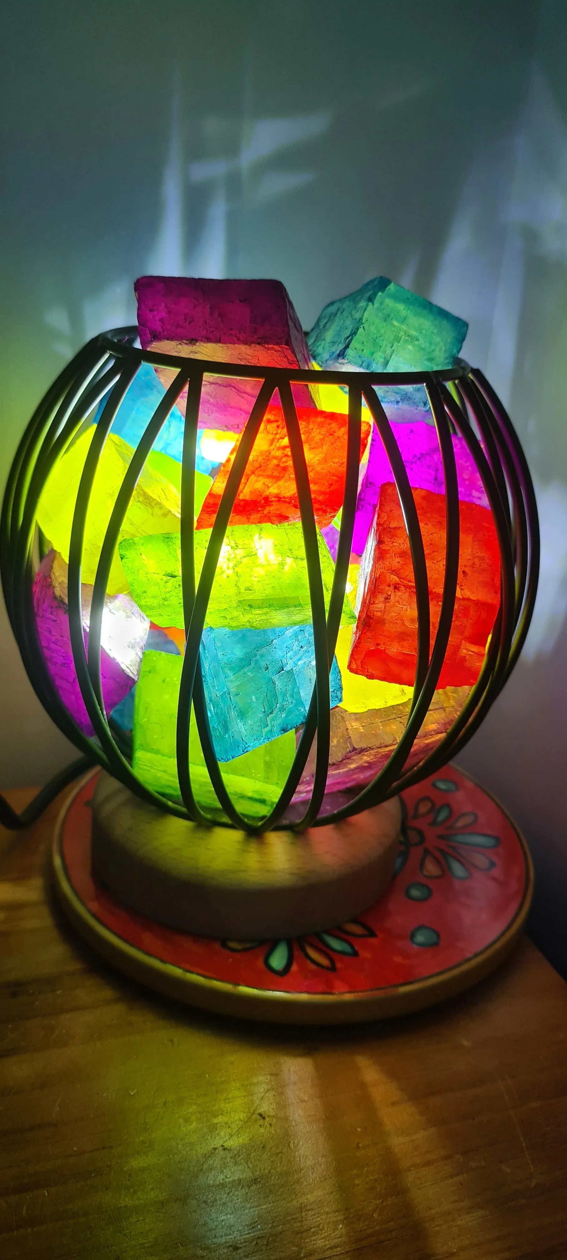 MIXED RAINBOW CLEAR QUARTZ CRYSTAL  CAGE LAMP(deep soul cleanser)