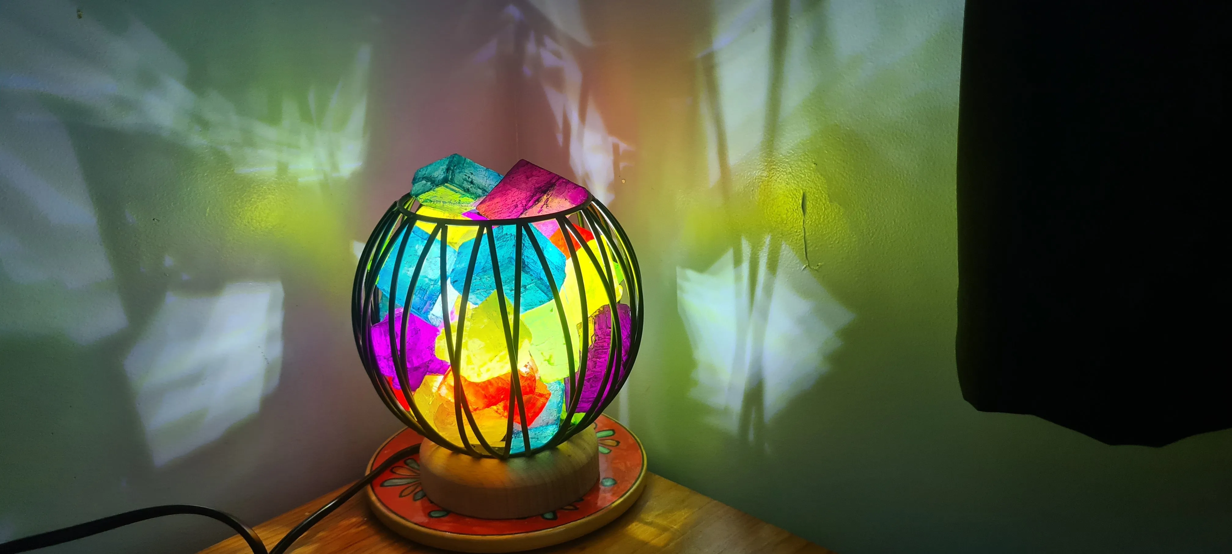 MIXED RAINBOW CLEAR QUARTZ CRYSTAL  CAGE LAMP(deep soul cleanser)