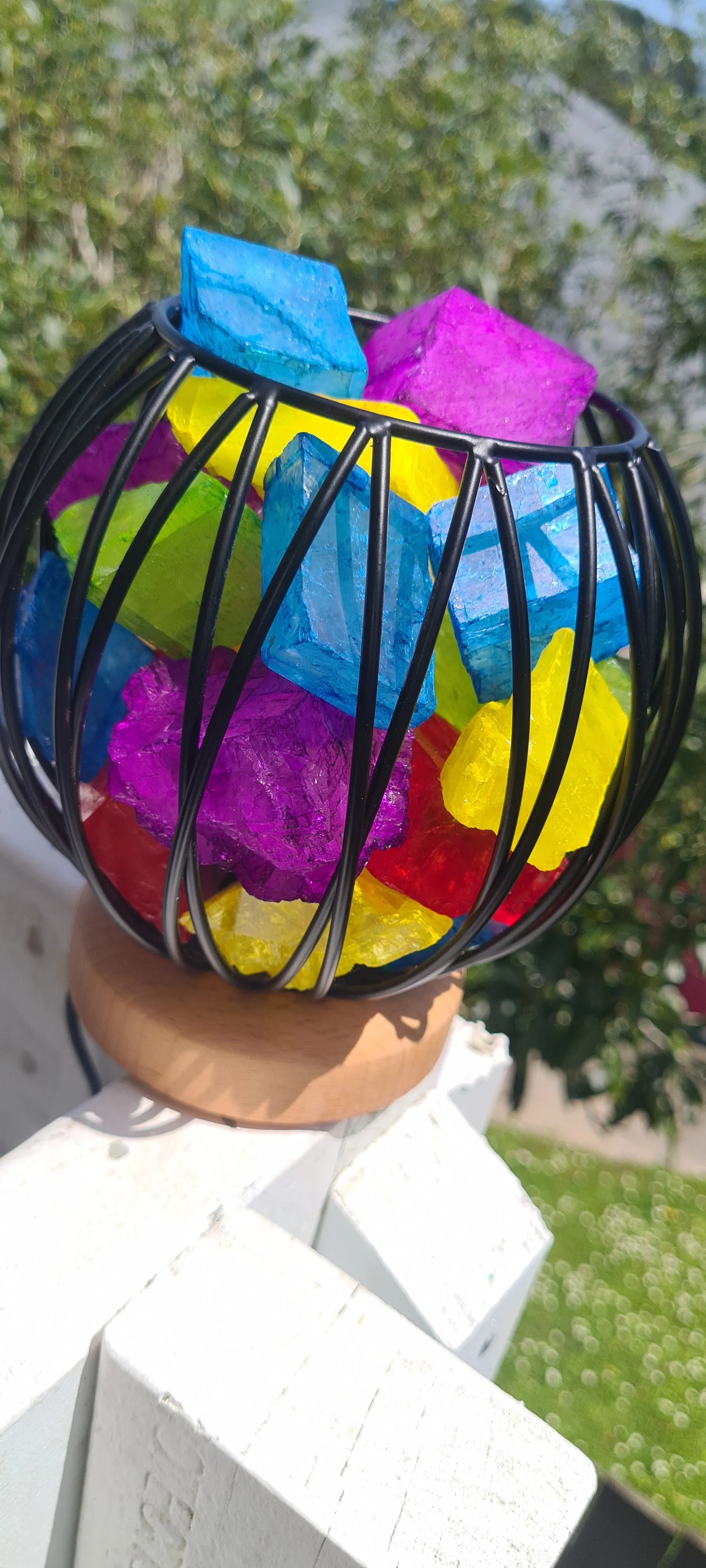 MIXED RAINBOW CLEAR QUARTZ CRYSTAL  CAGE LAMP(deep soul cleanser)