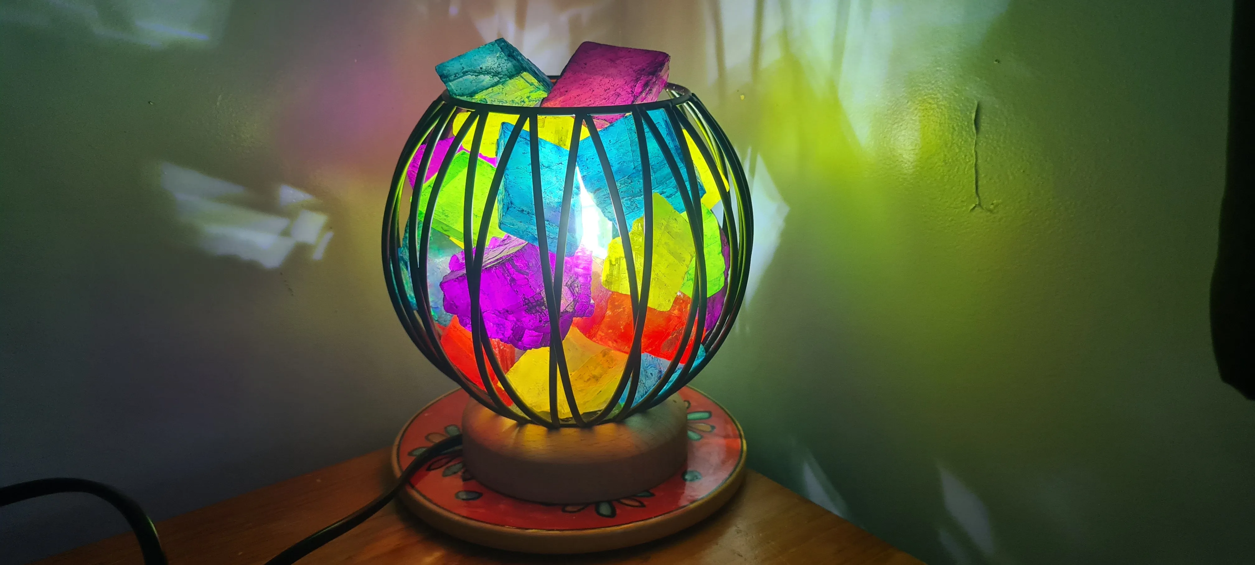 MIXED RAINBOW CLEAR QUARTZ CRYSTAL  CAGE LAMP(deep soul cleanser)