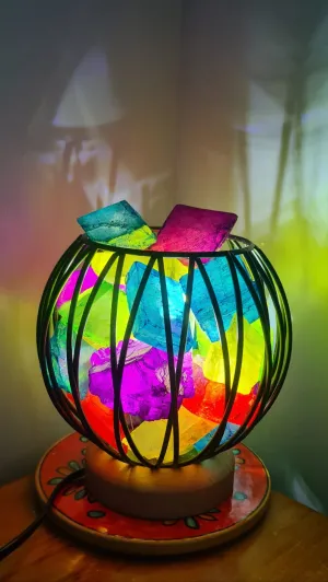 MIXED RAINBOW CLEAR QUARTZ CRYSTAL  CAGE LAMP(deep soul cleanser)