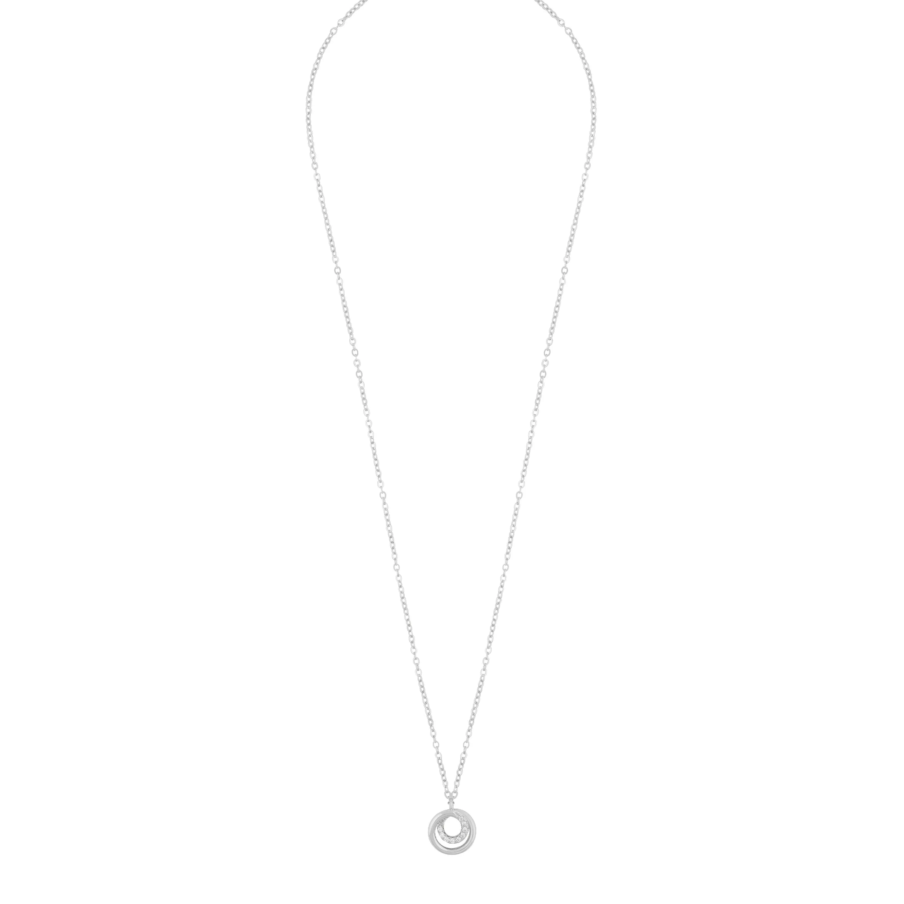Paris Spiral Ring Pendant Necklace | Silver Plated