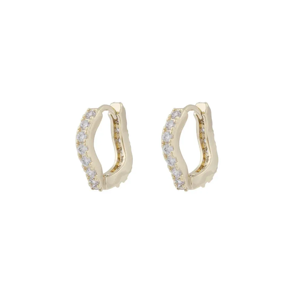 Sally Abstract Hoop Earrings | Gold Plated with Cubic Zirconia