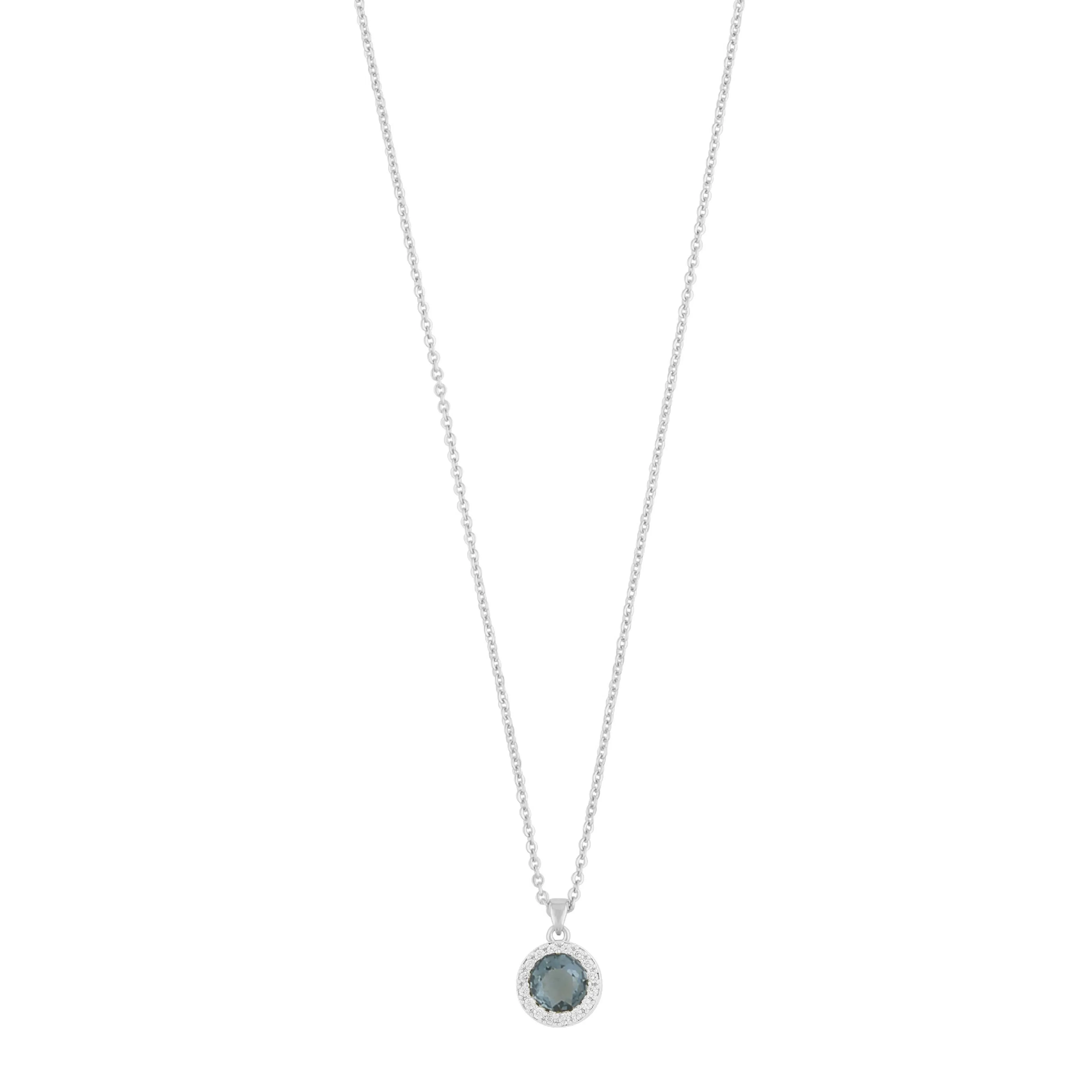 Seine Blue Cubic Zirconia Pendant Necklace | Silver Plated