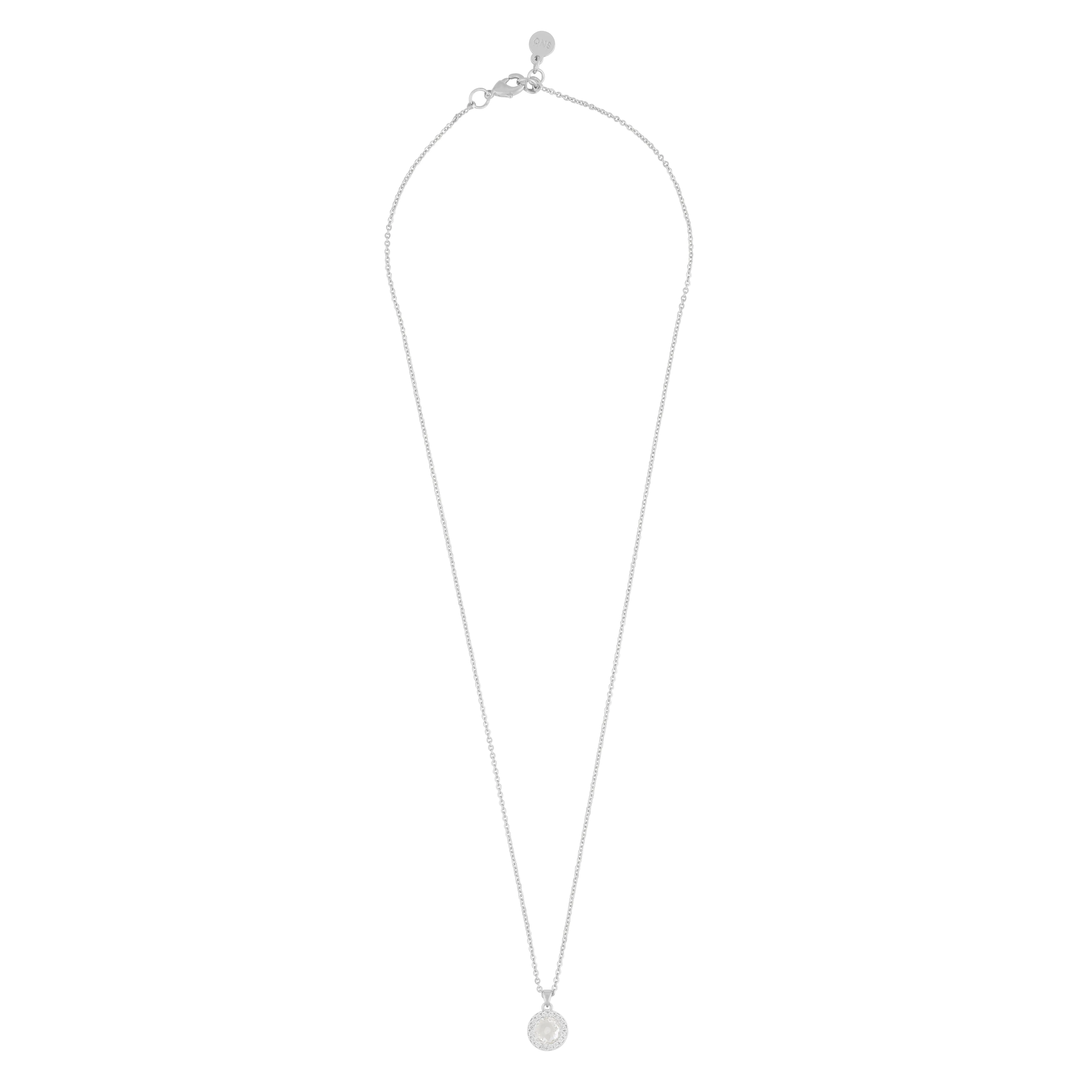 Seine Stone Pendant Necklace | Silver Plated with Cubic Zirconia