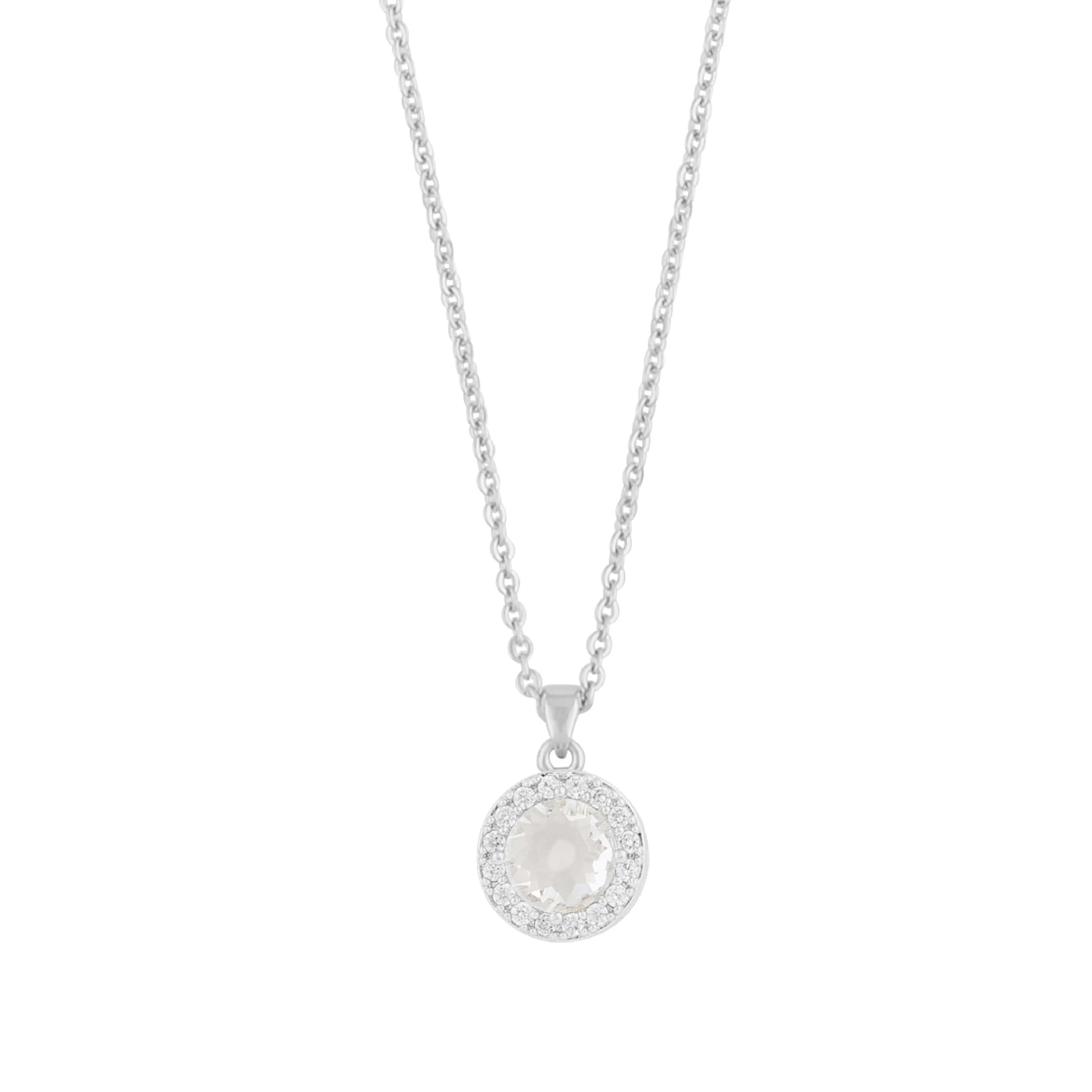 Seine Stone Pendant Necklace | Silver Plated with Cubic Zirconia