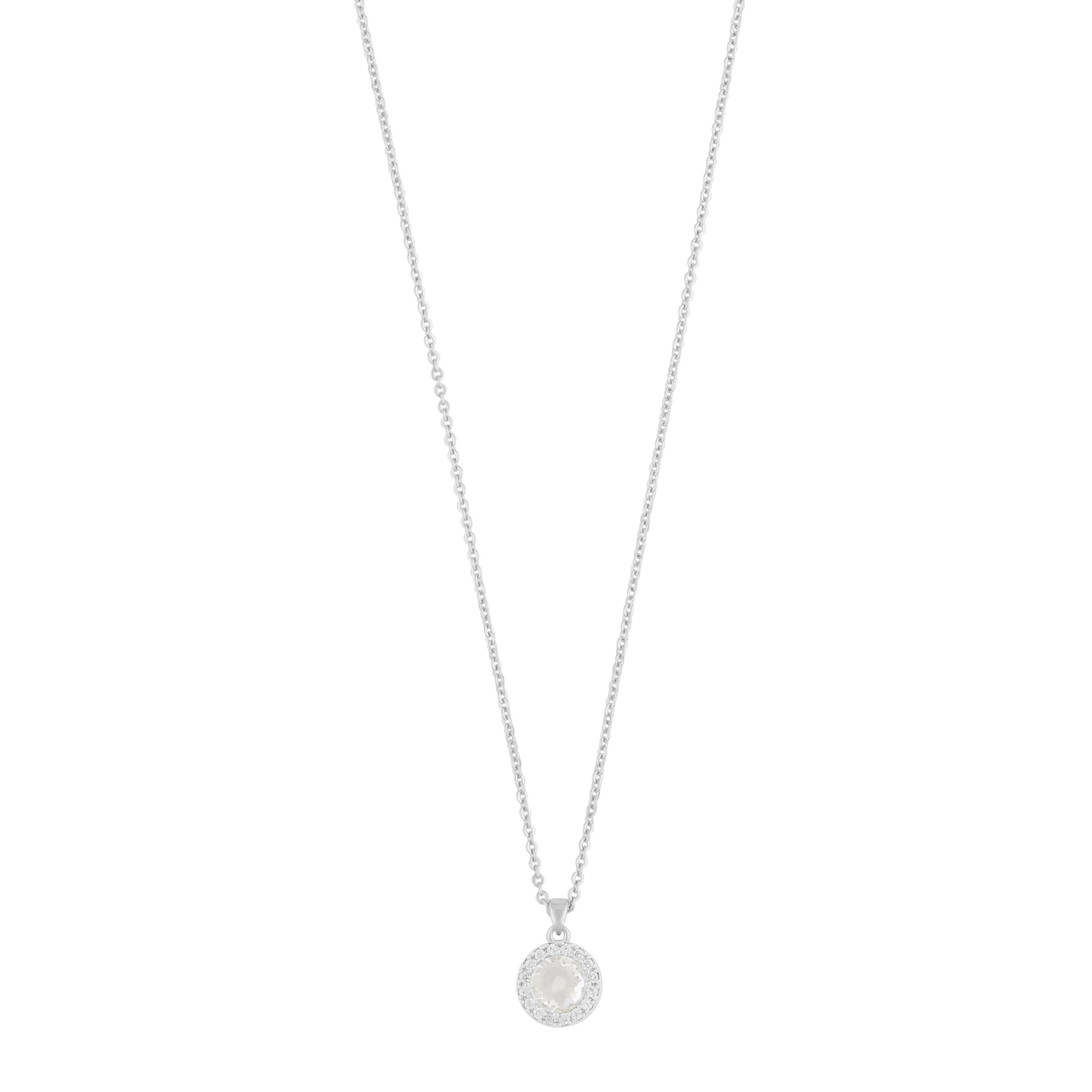 Seine Stone Pendant Necklace | Silver Plated with Cubic Zirconia