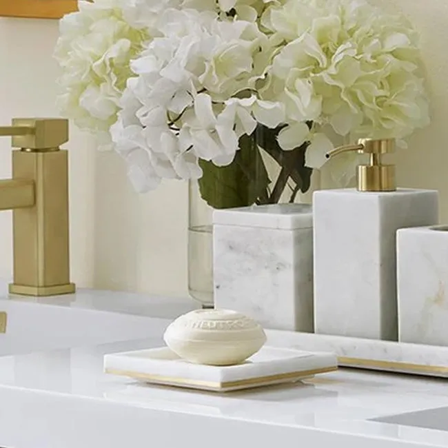 Sferra | Pietra Marble Soap Dish - White & Gold