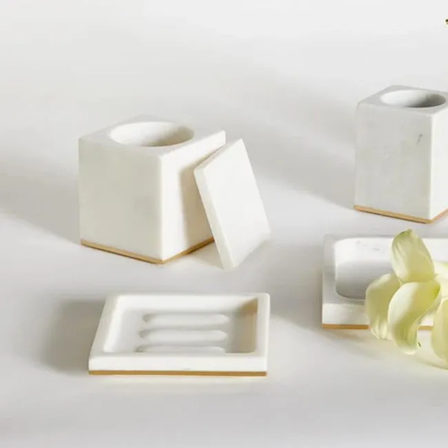 Sferra | Pietra Marble Soap Dish - White & Gold