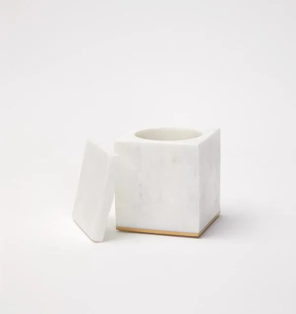 Sferra | Pietra Marble Storage Jar - White & Gold
