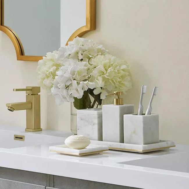 Sferra | Pietra Marble Storage Jar - White & Gold