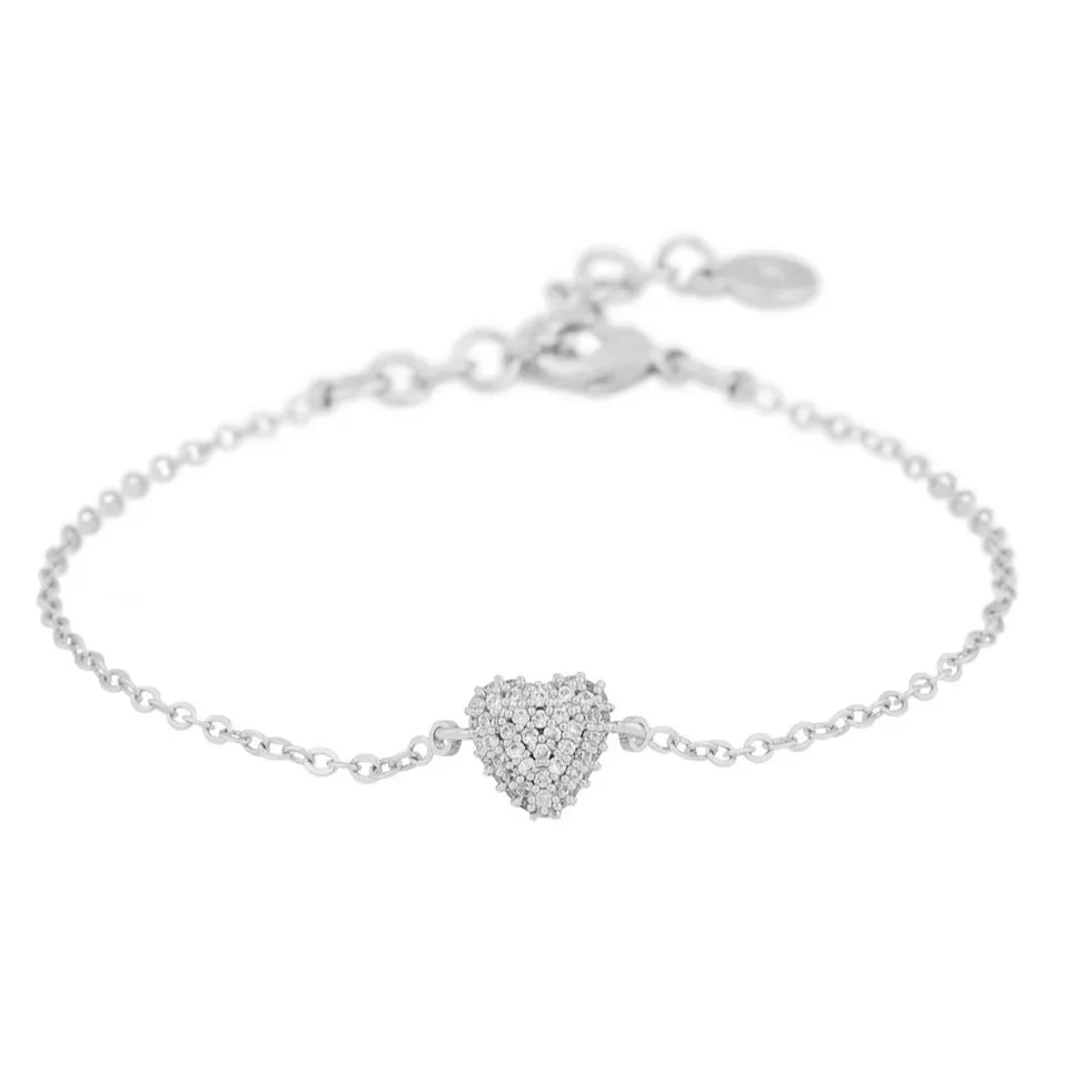 Stina Heart Chain Bracelet | Silver Plated with Cubic Zirconia