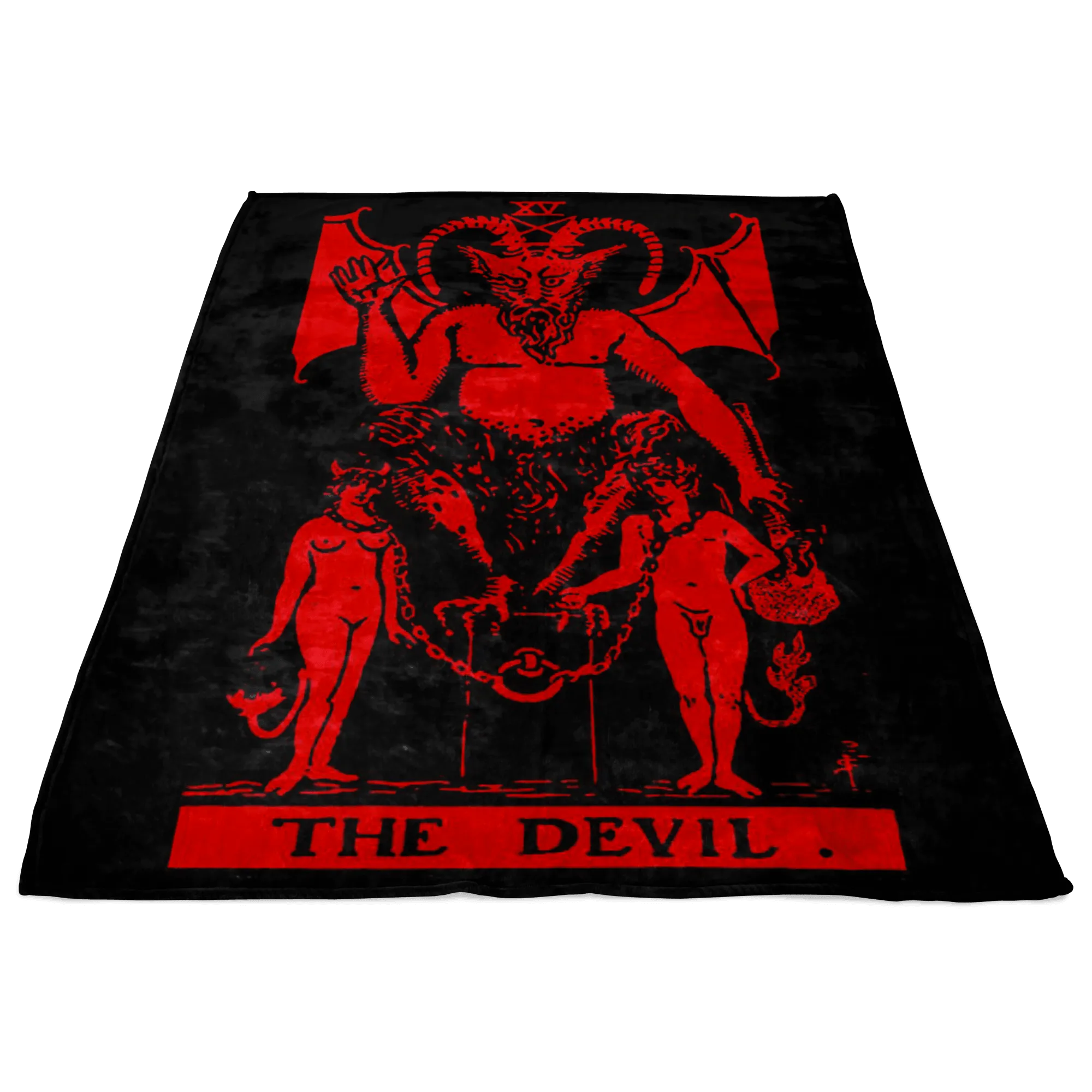 The Devil Tarot Crimson Red Fleece Blanket