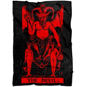 The Devil Tarot Crimson Red Fleece Blanket