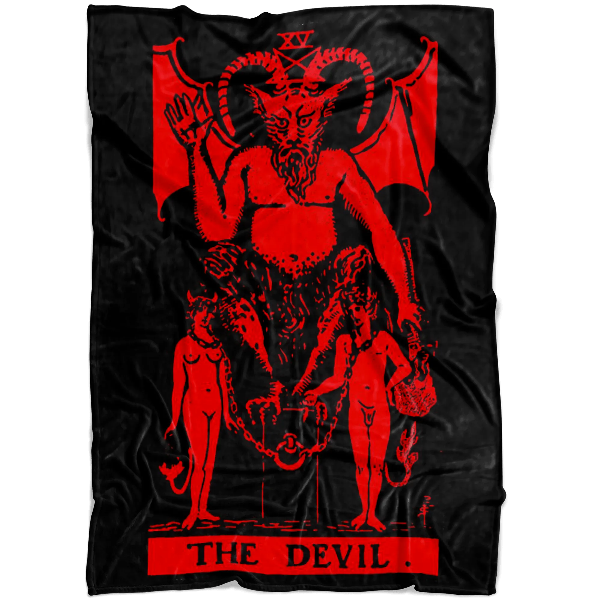 The Devil Tarot Crimson Red Fleece Blanket