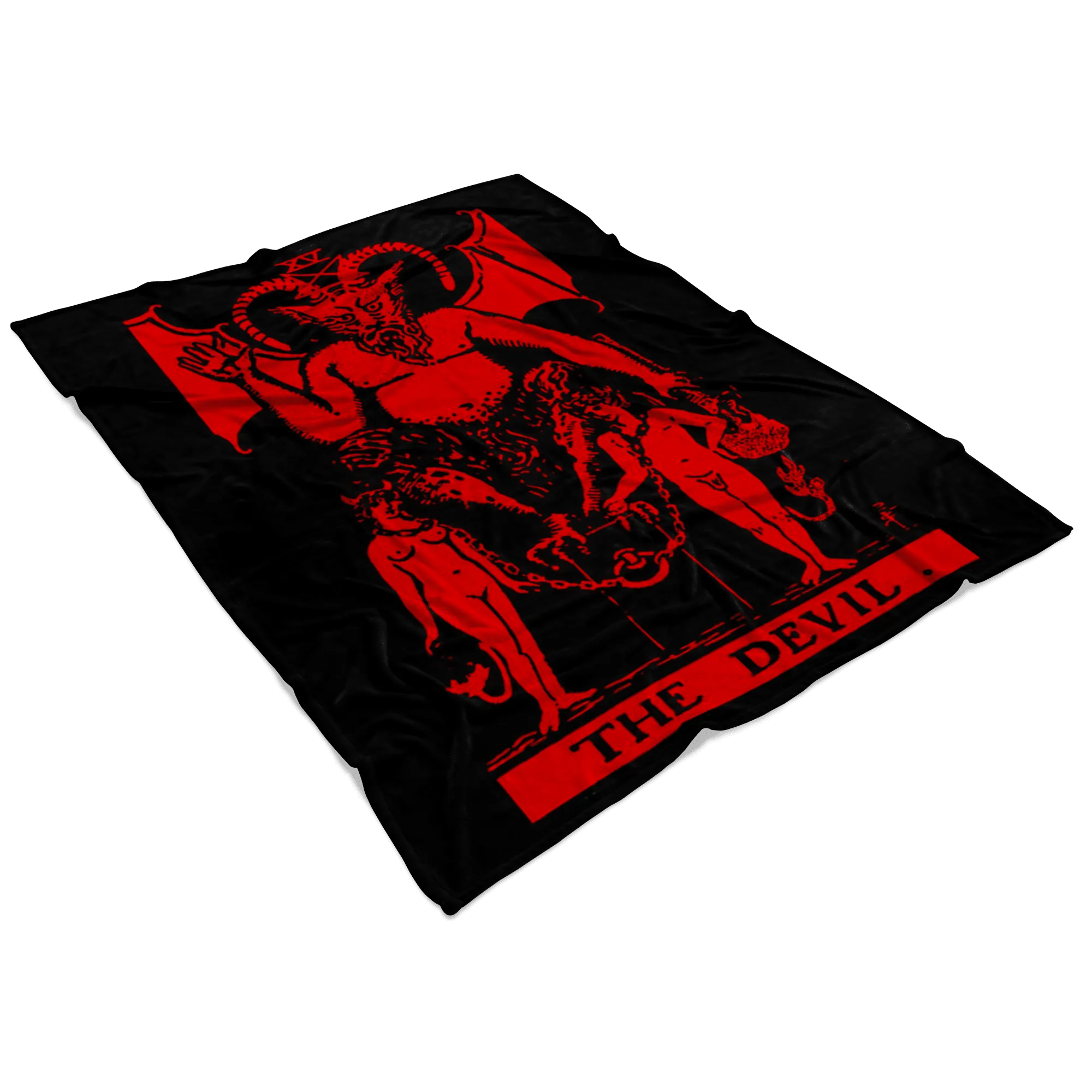 The Devil Tarot Crimson Red Fleece Blanket