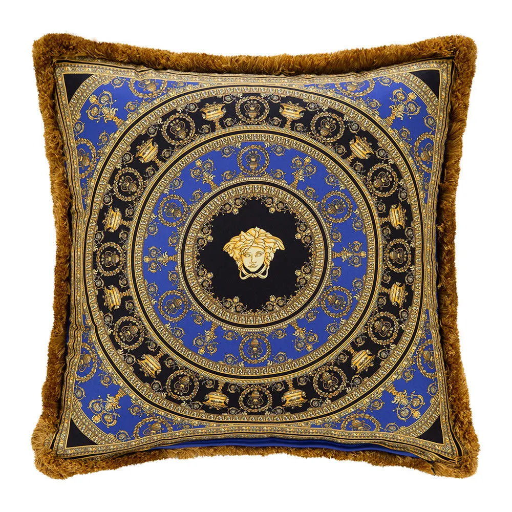 Versace Home | I Heart Baroque Silk Cushion | Black&Gold&Blue | 45x45 cm